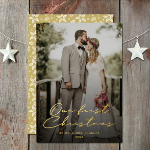 Unsere ersten Weihnachten als Herr. & Mrs. Foto Re Folien Feiertagskarte