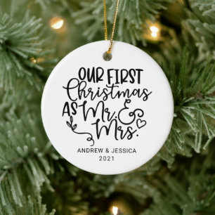 Unsere ersten Weihnachten als Herr. & Mrs. Hochz Keramik Ornament
