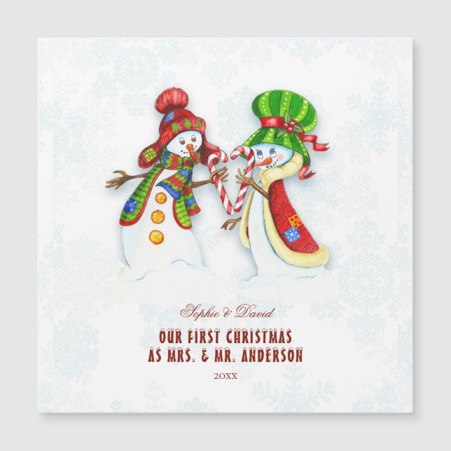 Unsere ersten Weihnachten als Herr. & Mrs. Niedlic Magnetkarte (Vorderseite)
