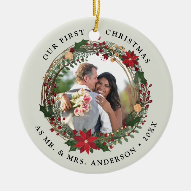 Unsere ersten Weihnachten als Herr. & Mrs. wedding Keramik Ornament (Vorne)