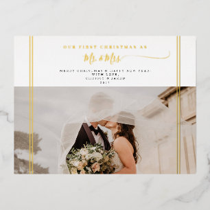 Unsere ersten Weihnachten als Herr und Frau Foto Folien Feiertagspostkarte