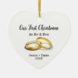 Unsere ersten Weihnachten als Herr und Frau für si Keramik Ornament