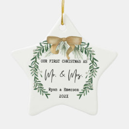 Unsere ersten Weihnachten als Herr und Frau Holida Keramik Ornament