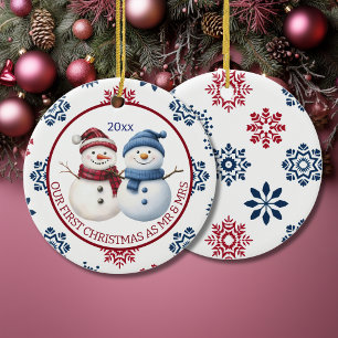 Unsere ersten Weihnachten als Herr und Frau. Keramik Ornament