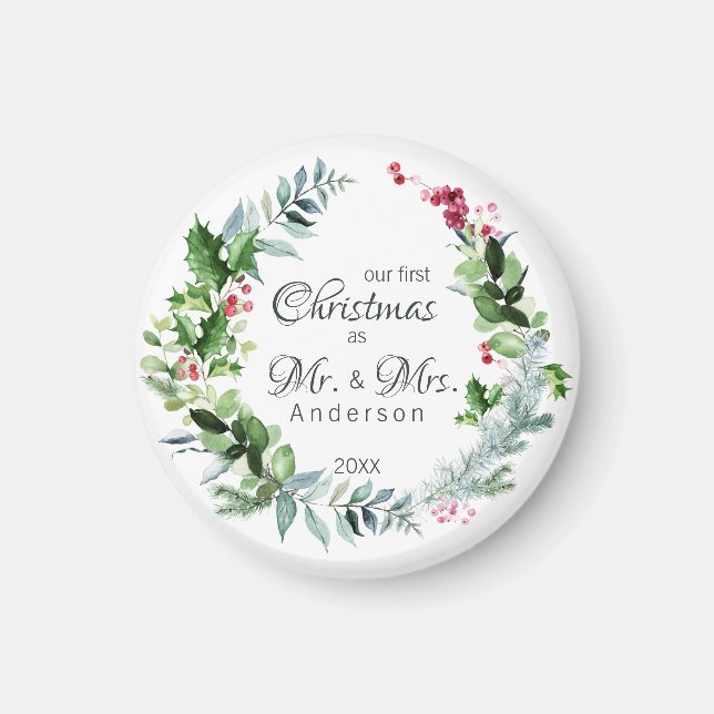 Unsere ersten Weihnachten als Herr und Frau Modern Magnet (Vorne)