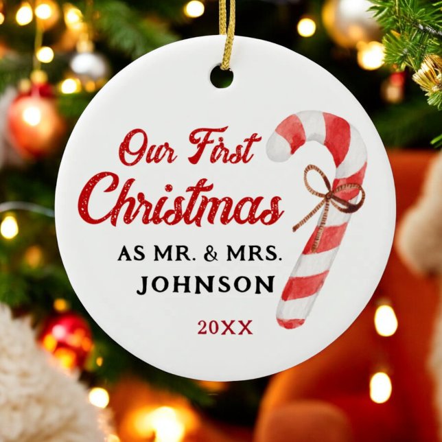 Unsere ersten Weihnachten als Herr und Frau Newlyw Keramik Ornament (Von Creator hochgeladen)
