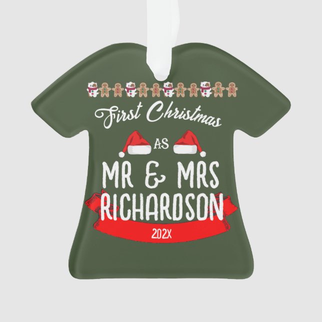 Unsere ersten Weihnachten als Herr und Frau Newlyw Ornament (Vorderseite)