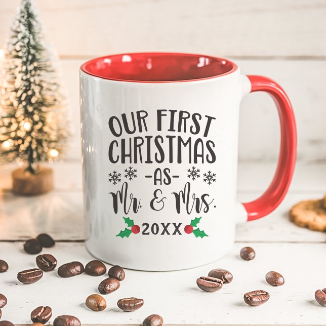 Unsere ersten Weihnachten als Herr und Frau Newlyw Tasse (Von Creator hochgeladen)