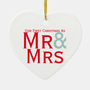 Unsere ersten Weihnachten als Herr und Frau Paare Keramikornament