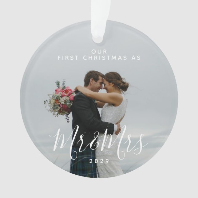 Unsere ersten Weihnachten als Herr und Frau White Ornament (Vorderseite)
