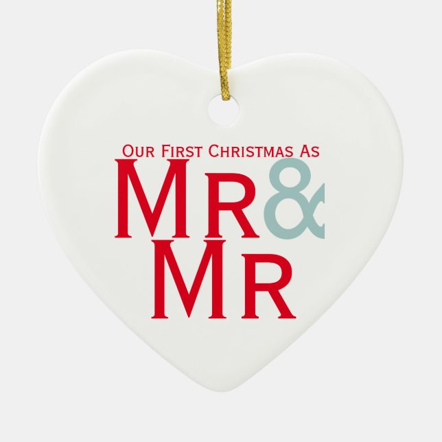 Unsere ersten Weihnachten als Herr und Herr Gay Th Keramik Ornament (Vorne)