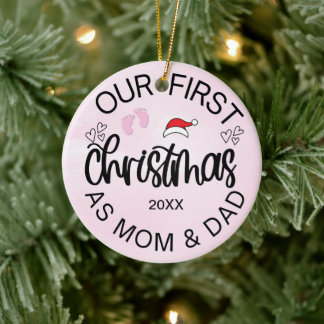 Unsere ersten Weihnachten als Mama und Vater Baby Keramik Ornament