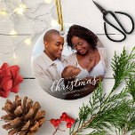 Unsere ersten Weihnachten als Mama und Vater Baby  Keramik Ornament<br><div class="desc">Unsere ersten Weihnachten als Mama und Vater Baby Foto Keramik Ornament</div>
