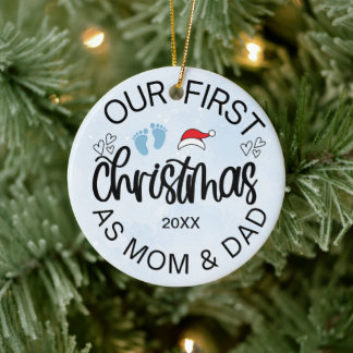 Unsere ersten Weihnachten als Mama und Vater Baby Keramik Ornament