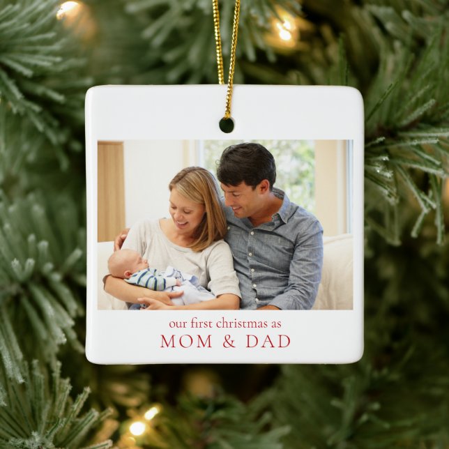 Unsere ersten Weihnachten als Mama und Vater Baby  Keramikornament (Baum)