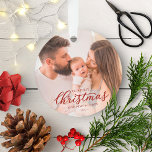 Unsere ersten Weihnachten als Mama und Vater Baby  Ornament<br><div class="desc">Unsere ersten Weihnachten als Mama und Vater Baby Foto Ornament</div>