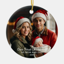 Unsere ersten Weihnachten als Mama und Vater Foto Keramik Ornament