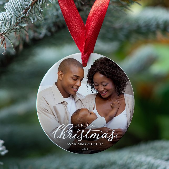 Unsere ersten Weihnachten als Mama und Vater Foto Ornament (Von Creator hochgeladen)