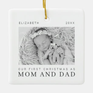 Unsere ersten Weihnachten als Mama und Vater Moder Keramikornament