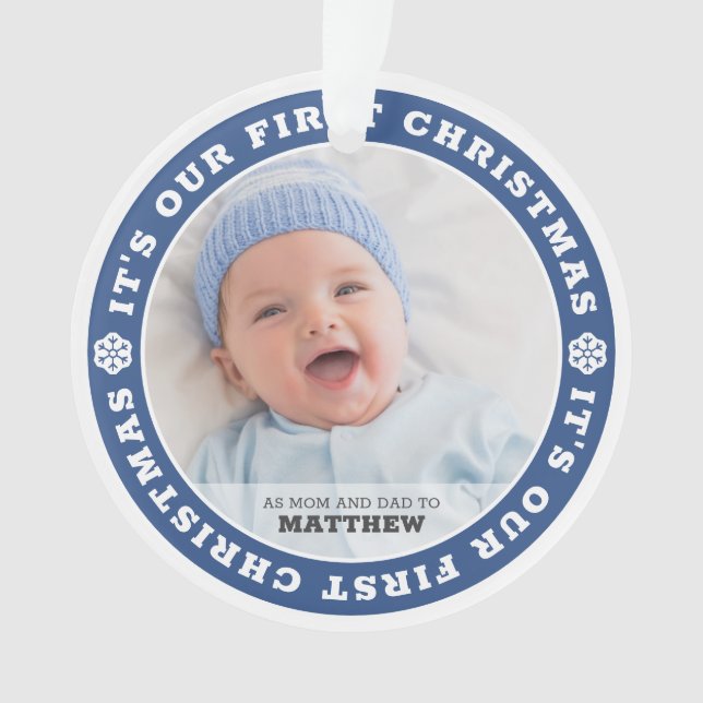 Unsere ersten Weihnachten als Mama und Vater Moder Ornament (Vorderseite)