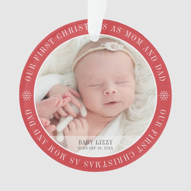 Unsere ersten Weihnachten als Mama & Vater Moderne Ornament (Vorderseite)