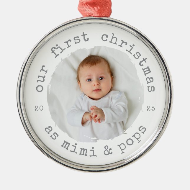 Unsere ersten Weihnachten als Mimi & Pops 2025 Fot Ornament Aus Metall (Vorne)