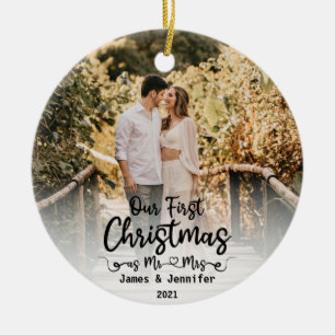Unsere ersten Weihnachten als Mr. & Mrs. Custom 2  Keramik Ornament