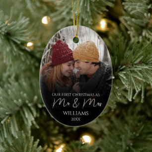 Unsere ersten Weihnachten als Mr. & Mrs. Elegant F Keramik Ornament