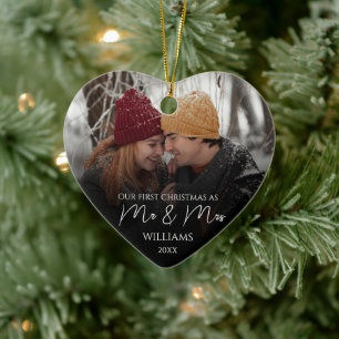 Unsere ersten Weihnachten als Mr. & Mrs. Elegant F Keramik Ornament