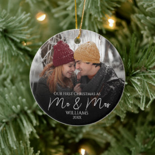 Unsere ersten Weihnachten als Mr. & Mrs. Elegant F Keramik Ornament