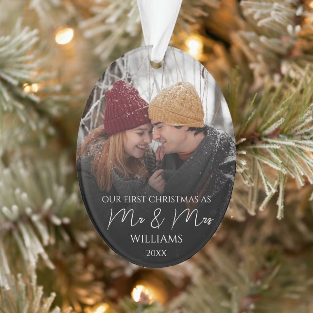Unsere ersten Weihnachten als Mr. & Mrs. Elegant F Ornament (Baum)