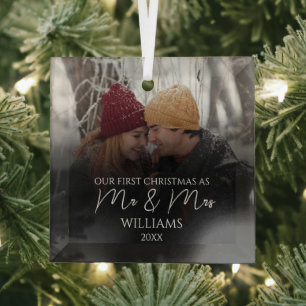 Unsere ersten Weihnachten als Mr. & Mrs. Elegant F Ornament Aus Glas