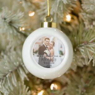 Unsere ersten Weihnachten als Mr. & Mrs. Foto Keramik Kugel-Ornament