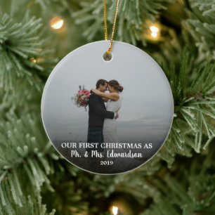 Unsere ersten Weihnachten als Mr. & Mrs. Foto Keramik Ornament