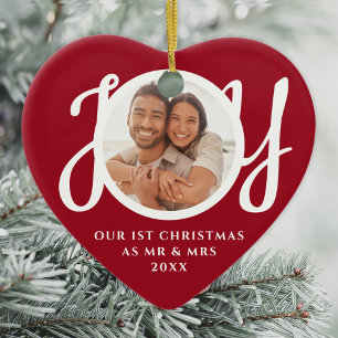 Unsere ersten Weihnachten als Mr. & Mrs. Foto Red Keramik Ornament