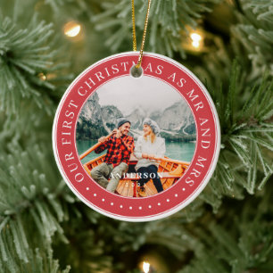 Unsere ersten Weihnachten als Mr. & Mrs. Modern Fo Keramik Ornament