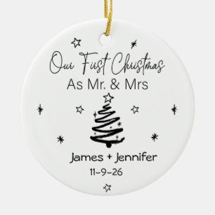 Unsere ersten Weihnachten als Mr. & Mrs. Names & F Keramik Ornament