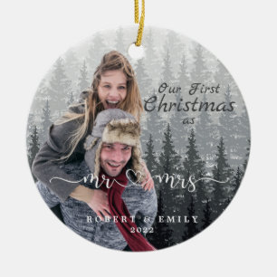 Unsere ersten Weihnachten als Mr. und Mrs. Christm Keramik Ornament