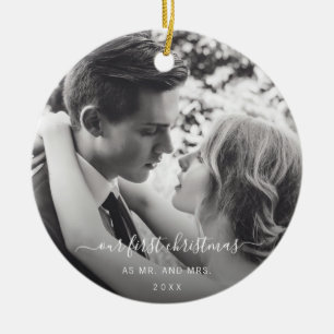 Unsere ersten Weihnachten als Mr. und Mrs. Elegant Keramik Ornament