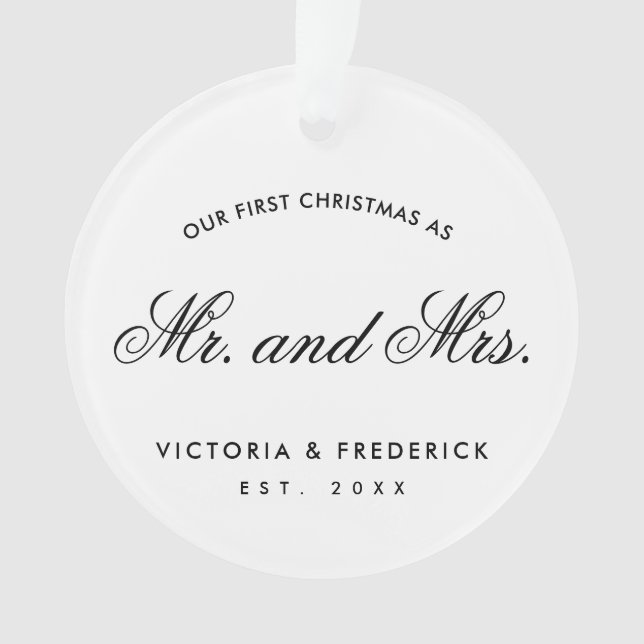 Unsere ersten Weihnachten als Mr. und Mrs. Foto ne Ornament (Vorderseite)