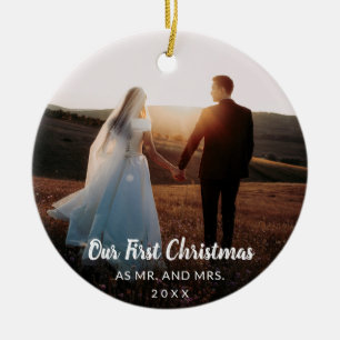 Unsere ersten Weihnachten als Mr. und Mrs. Newlywe Keramik Ornament