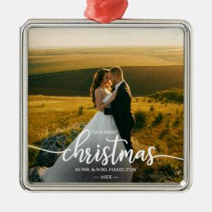Unsere ersten Weihnachten als Mr. und Mrs. Simple Ornament Aus Metall
