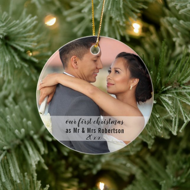 Unsere ersten Weihnachten als Mr. und Mrs. Wedding Keramik Ornament (Baum)