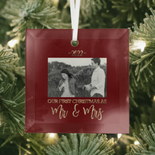 Unsere ersten Weihnachten als Mr. und Mrs. Wedding Ornament Aus Glas