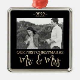 Unsere ersten Weihnachten als Mr. und Mrs. Wedding Ornament Aus Metall