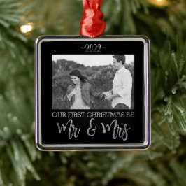 Unsere ersten Weihnachten als Mr. und Mrs. Wedding Ornament Aus Metall