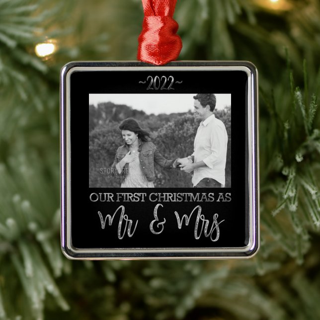 Unsere ersten Weihnachten als Mr. und Mrs. Wedding Ornament Aus Metall (Baum)