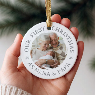 Unsere ersten Weihnachten als Nana & Papa Keramik Ornament