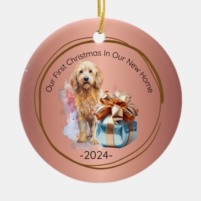 Unsere ersten Weihnachten auf unserer neuen Zuhaus Keramik Ornament (Vorne)