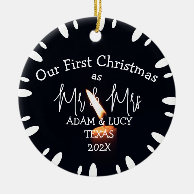 Unsere ersten Weihnachten Herr und Frau frisch ver Keramik Ornament (Vorne)